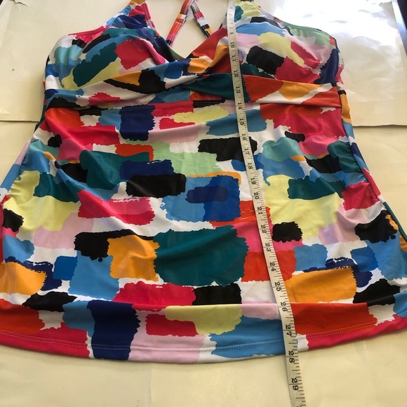 Yonique Retro Twist Front Tankini Tummy Control Swimsuit Two Piece Set 20W/XXL - Picture 11 of 15